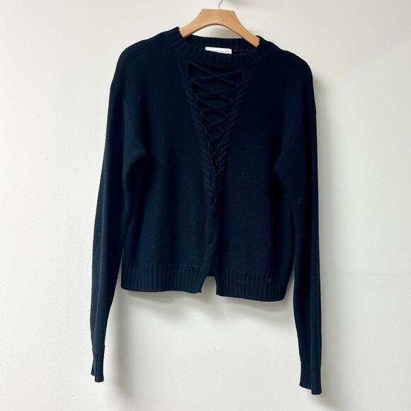 Bec & Bridge 100% Cotton Lace-Up Knit Pullover Sweater navy blueWomens Size US 4 - Picture 1 of 4
